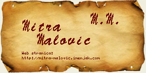 Mitra Malović vizit kartica